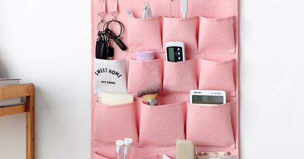 Cotton and linen household waterproof wall-mounted storage bag for dorm ...