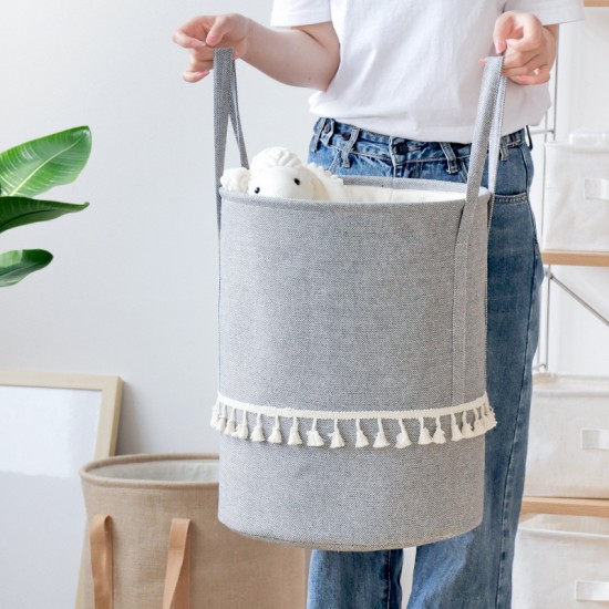 Simple, Tianshan cotton and linen laundry bin, large, thickened, foldable, portable toy, snack, and miscellaneous storage basket. Simple, Tianshan cotton and linen laundry bin, large, thickened, foldable, portable toy, snack, and miscellaneous storage basket.
