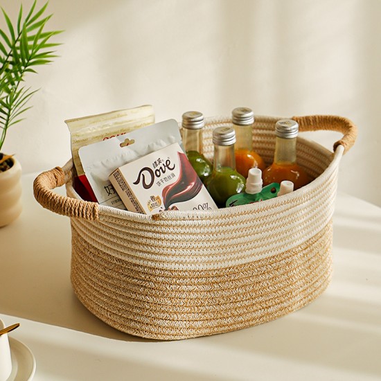 Nordic-style simple cotton rope storage basket, children's toy storage basket, household woven storage bin, sundry storage bin Nordic-style simple cotton rope storage basket, children's toy storage basket, household woven storage bin, sundry storage bin