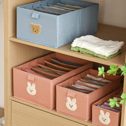 Family-sized cotton wardrobe storage basket with drawers, foldable storage box for clothing, underwear, and other items.
