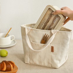 Pure Time Selected Thickened Canvas Lunch Bag, Student and Office Worker Lunch Bag, Portable Lunch Bag for Kids.