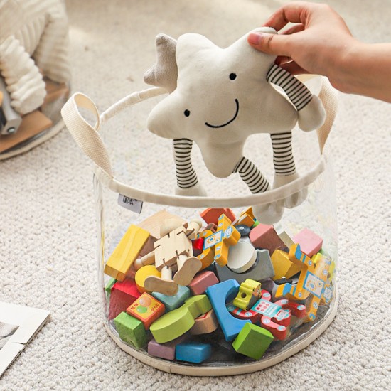 Pure Time carefully selected transparent children's toy storage basket, plush doll, and building block storage box for home use. Pure Time carefully selected transparent children's toy storage basket, plush doll, and building block storage box for home use.