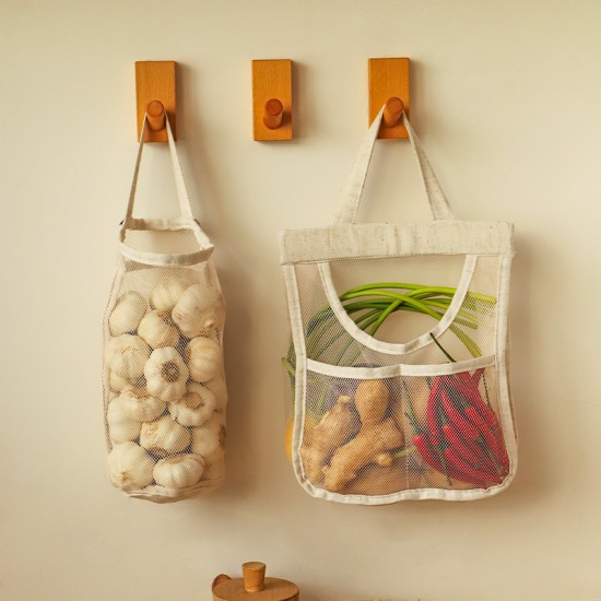Mesh breathable wall-mounted storage bag for ginger and garlic, cotton and linen thickened mesh bag, large-capacity kitchen fruit and vegetable moisture-proof hanging bag Mesh breathable wall-mounted storage bag for ginger and garlic, cotton and linen thickened mesh bag, large-capacity kitchen fruit and vegetable moisture-proof hanging bag