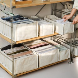 Tianshan Cotton and Linen Soft-Lid Storage Box, Multifunctional Clothing Organizer, Foldable, Layered, Large Capacity Wardrobe Storage Box Travel storage bag, suitcase divider, clothing organizer, portable travel bra organizer, underwear storage bag