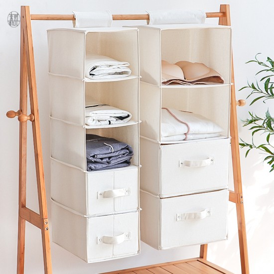 Cotton and linen fabric home wardrobe storage hanging bag, three-dimensional hanging wardrobe storage bag, multi-layer storage bag for miscellaneous items and clothing Cotton and linen fabric home wardrobe storage hanging bag, three-dimensional hanging wardrobe storage bag, multi-layer storage bag for miscellaneous items and clothing