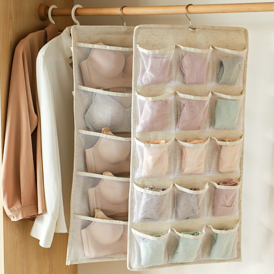 Pure Time double-sided cotton and linen underwear hanging bag, multifunctional sock storage bag for home use, wardrobe expansion storage bag. Pure Time double-sided cotton and linen underwear hanging bag, multifunctional sock storage bag for home use, wardrobe expansion storage bag.