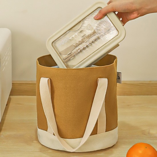 Thickened canvas lunch bag, portable lunch bag, insulated and fresh-keeping lunch bag, portable drawstring lunch bag for students and office workers Thickened canvas lunch bag, portable lunch bag, insulated and fresh-keeping lunch bag, portable drawstring lunch bag for students and office workers