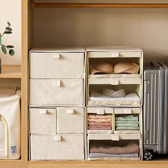 Tianshan cotton and linen wardrobe underwear and bra storage box Large-capacity, foldable household drawer-style storage box Tianshan cotton and linen wardrobe underwear and bra storage box Large-capacity, foldable household drawer-style storage box