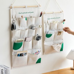 Multifunctional cotton and linen dormitory bedside storage bag, bedroom, and living room door storage bag.