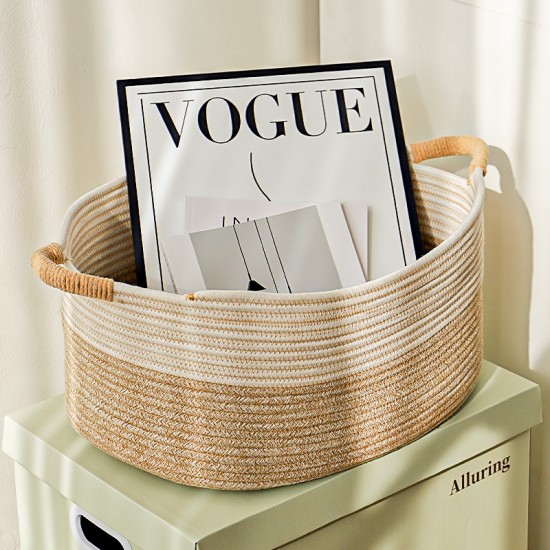 Nordic-style simple cotton rope storage basket, children's toy storage basket, household woven storage bin, sundry storage bin Nordic-style simple cotton rope storage basket, children's toy storage basket, household woven storage bin, sundry storage bin