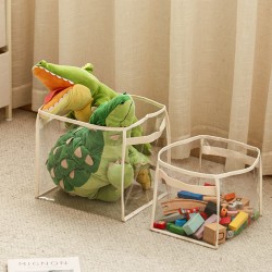 Transparent children's toy storage basket, building block and plush toy storage box, large-capacity, multifunctional household storage bin