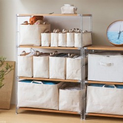Japanese-Style Fabric Storage Basket, Folding Large Canvas Tote, Clothing, Toy, and Miscellaneous Storage Box