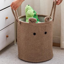 Thickened lambswool cartoon storage Large-capacity children's toy storage bucket, multifunctional laundry basket for the living room and bedroom.