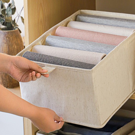 Tianshan cotton and linen compartmented storage basket, household clothing wardrobe storage box, underwear and pants drawer-style storage box Tianshan cotton and linen compartmented storage basket, household clothing wardrobe storage box, underwear and pants drawer-style storage box