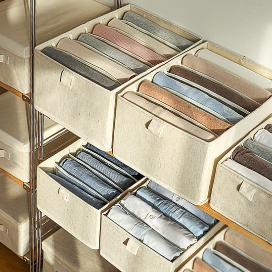 Tianshan cotton and linen compartmented storage basket, household clothing wardrobe storage box, underwear and pants drawer-style storage box Tianshan cotton and linen compartmented storage basket, household clothing wardrobe storage box, underwear and pants drawer-style storage box